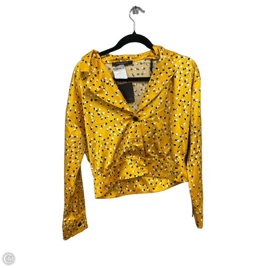 Blouse Long Sleeve By Marc New York In Gold & White, Size: S