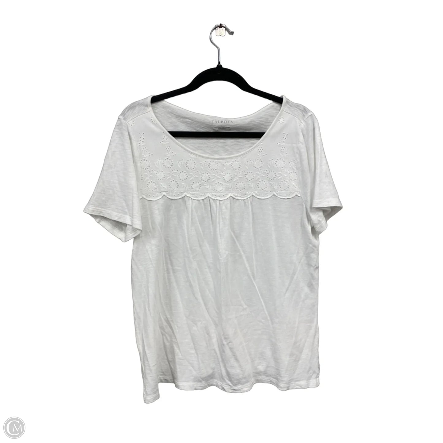 Top Short Sleeve By Talbots In White, Size: L
