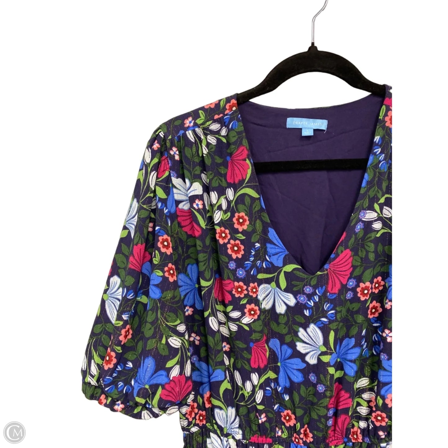 Dress Casual Midi By Draper James In Blue & Pink, Size: L