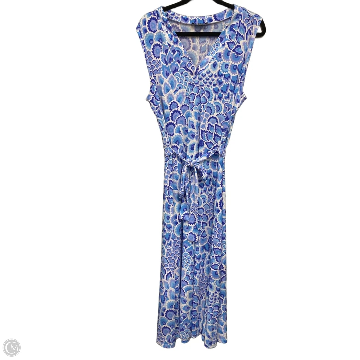 Dress Casual Midi By Msk In Blue & White, Size: Xl