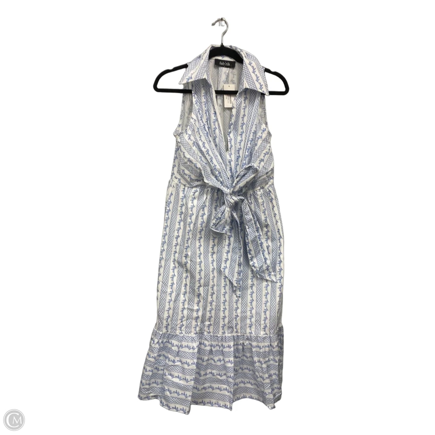 Dress Casual Midi By Fabrik In Blue & White, Size: L