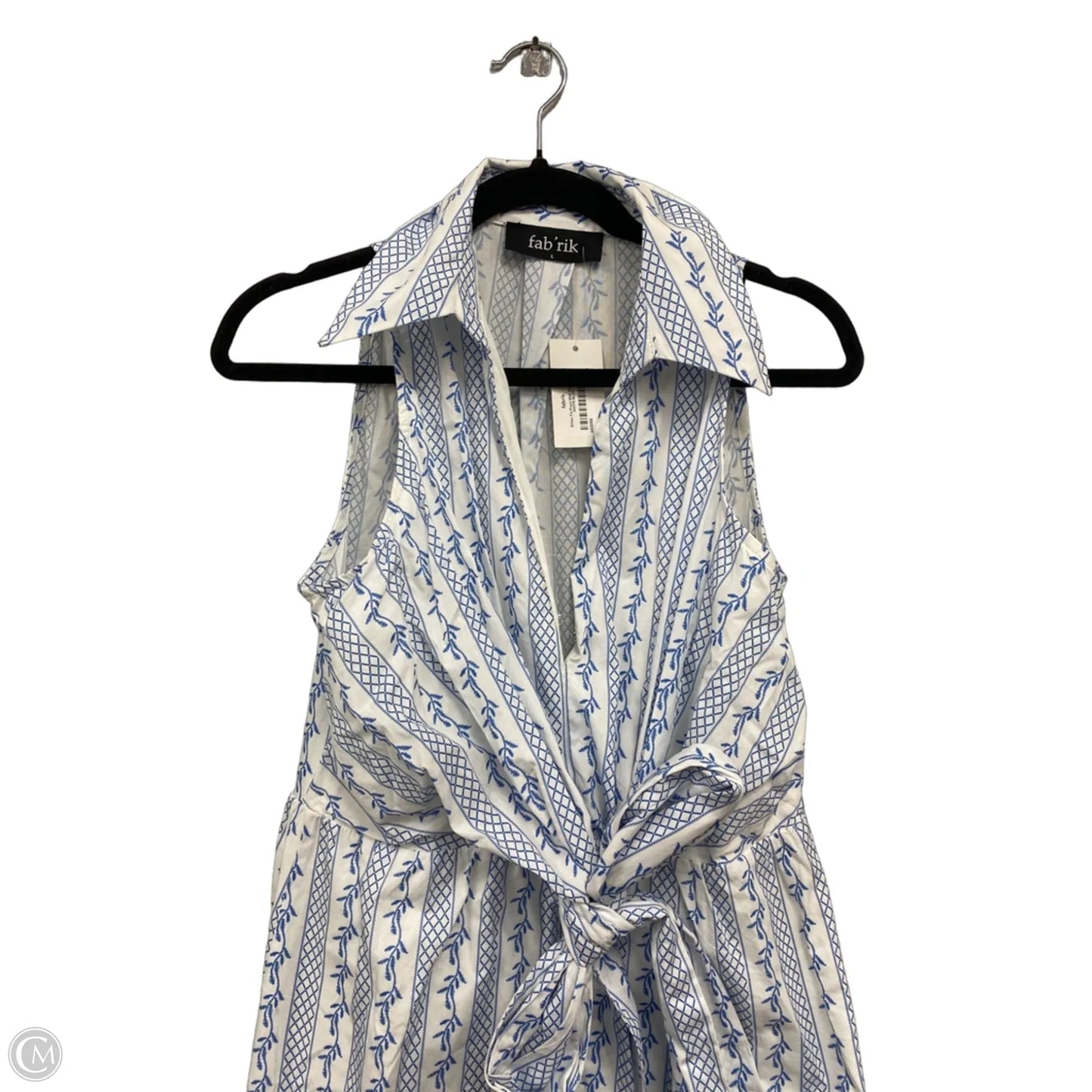 Dress Casual Midi By Fabrik In Blue & White, Size: L