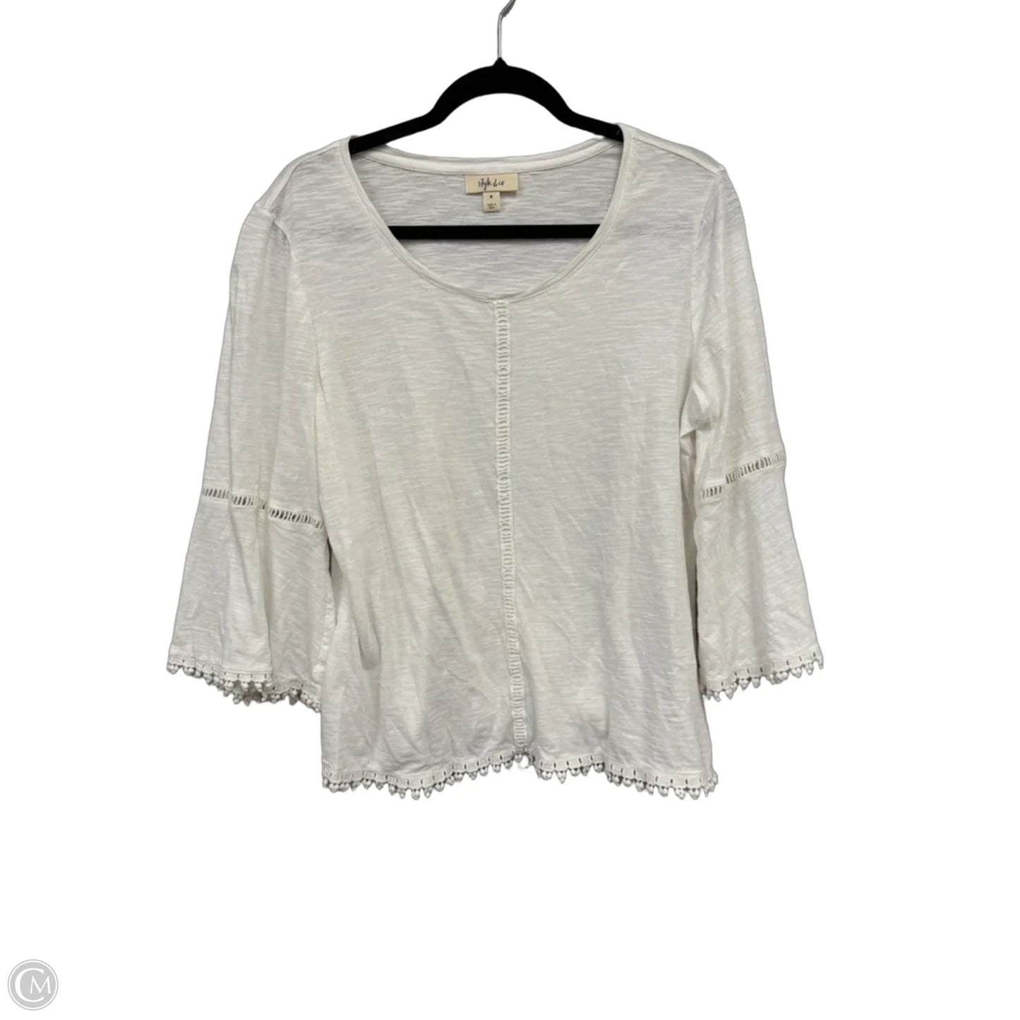 Top 3/4 Sleeve By Style And Company In White, Size: M