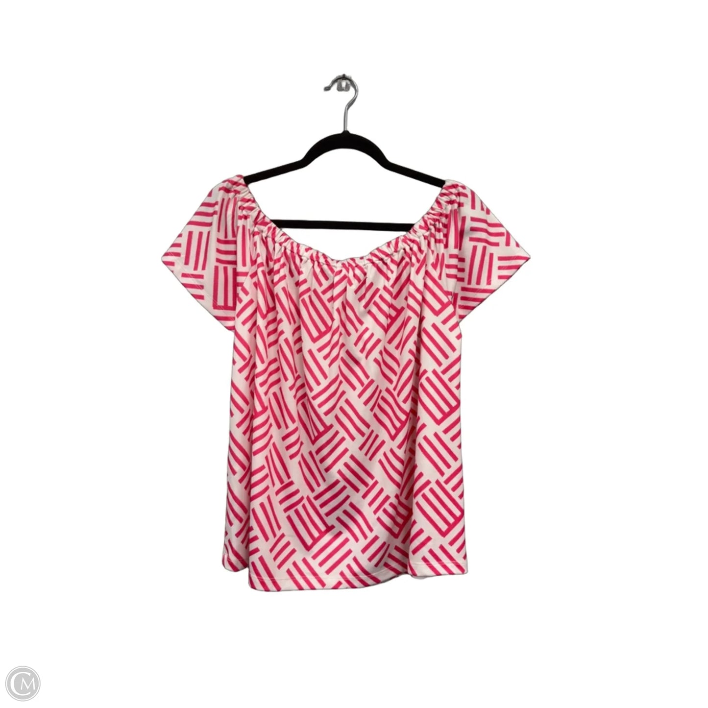 Top Short Sleeve By Jade In Pink & White, Size: M