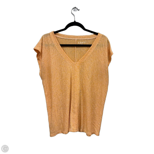 Top Short Sleeve By Loft In Orange & White