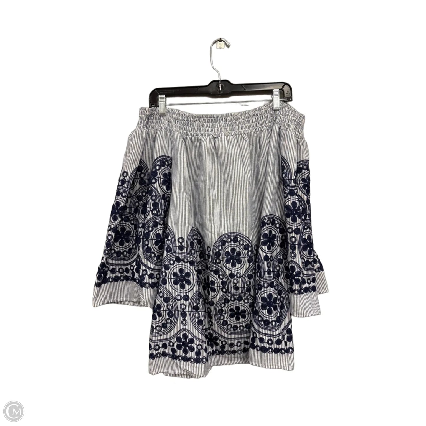 Top 3/4 Sleeve By Unique Spectrum In Blue & White, Size: 2x