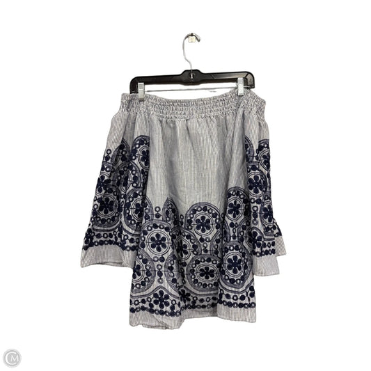 Top 3/4 Sleeve By Unique Spectrum In Blue & White, Size: 2x