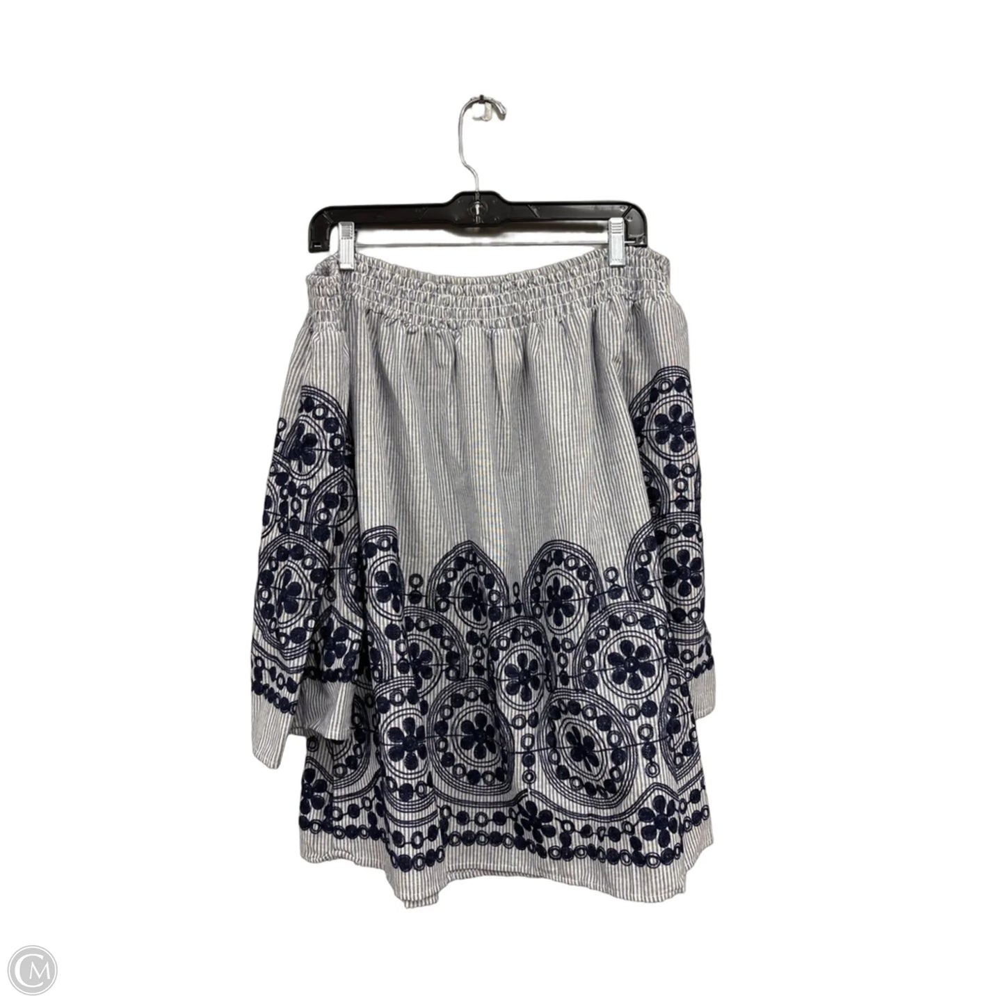 Top 3/4 Sleeve By Unique Spectrum In Blue & White, Size: 2x