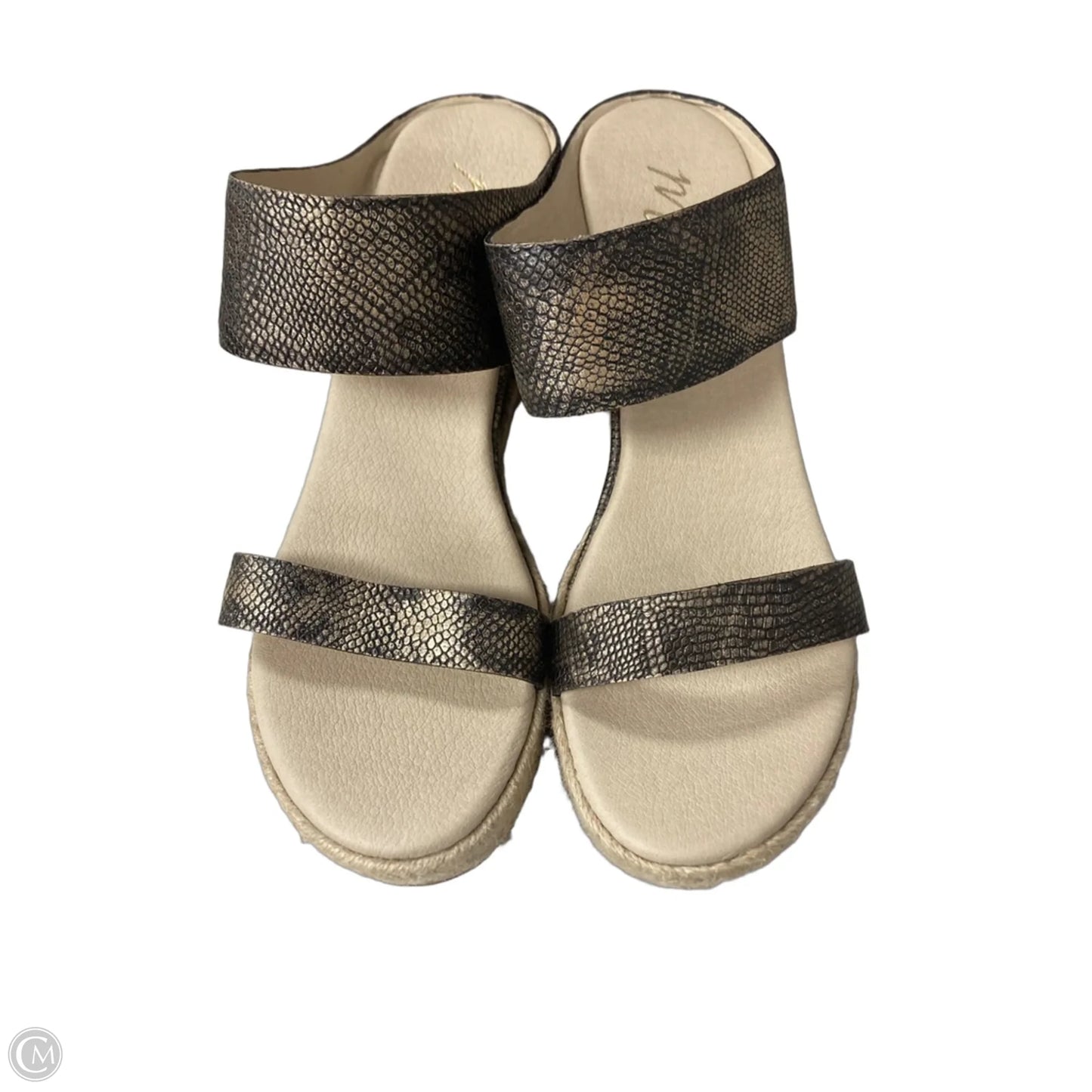 Sandals Heels Wedge By Matisse In Black & Gold, Size: 8