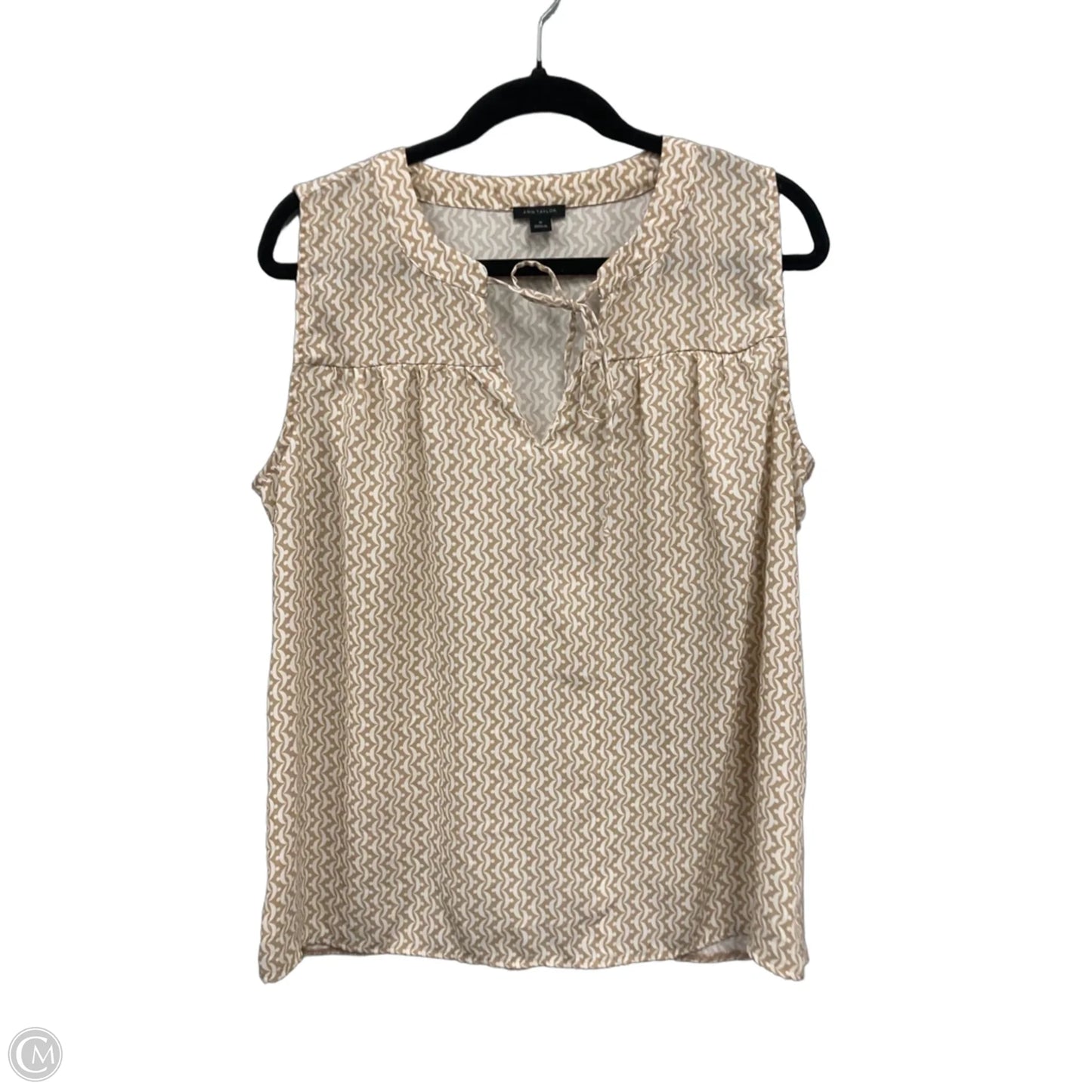 Top Sleeveless By Ann Taylor In Tan & White, Size: M