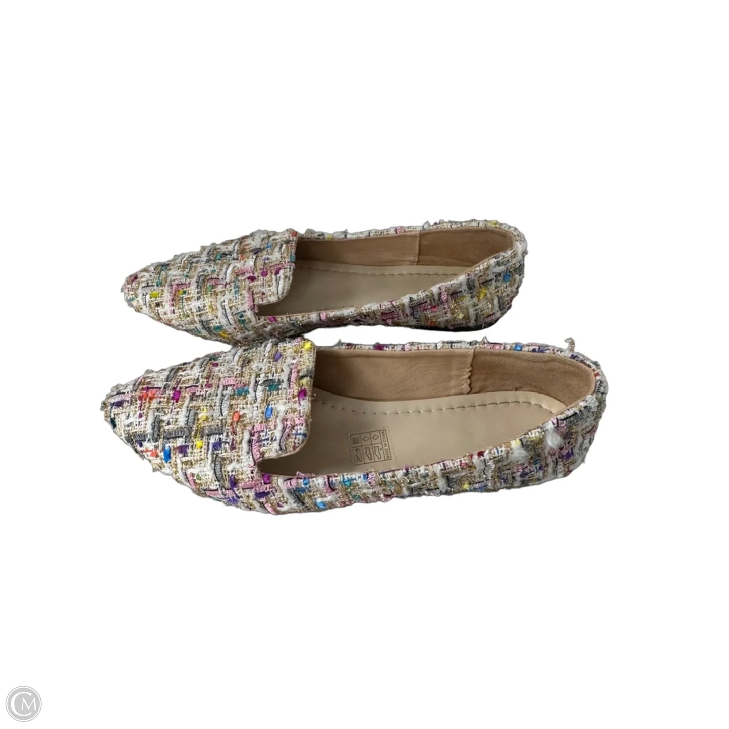 Shoes Flats By Clothes Mentor In Cream & Pink, Size: 7.5