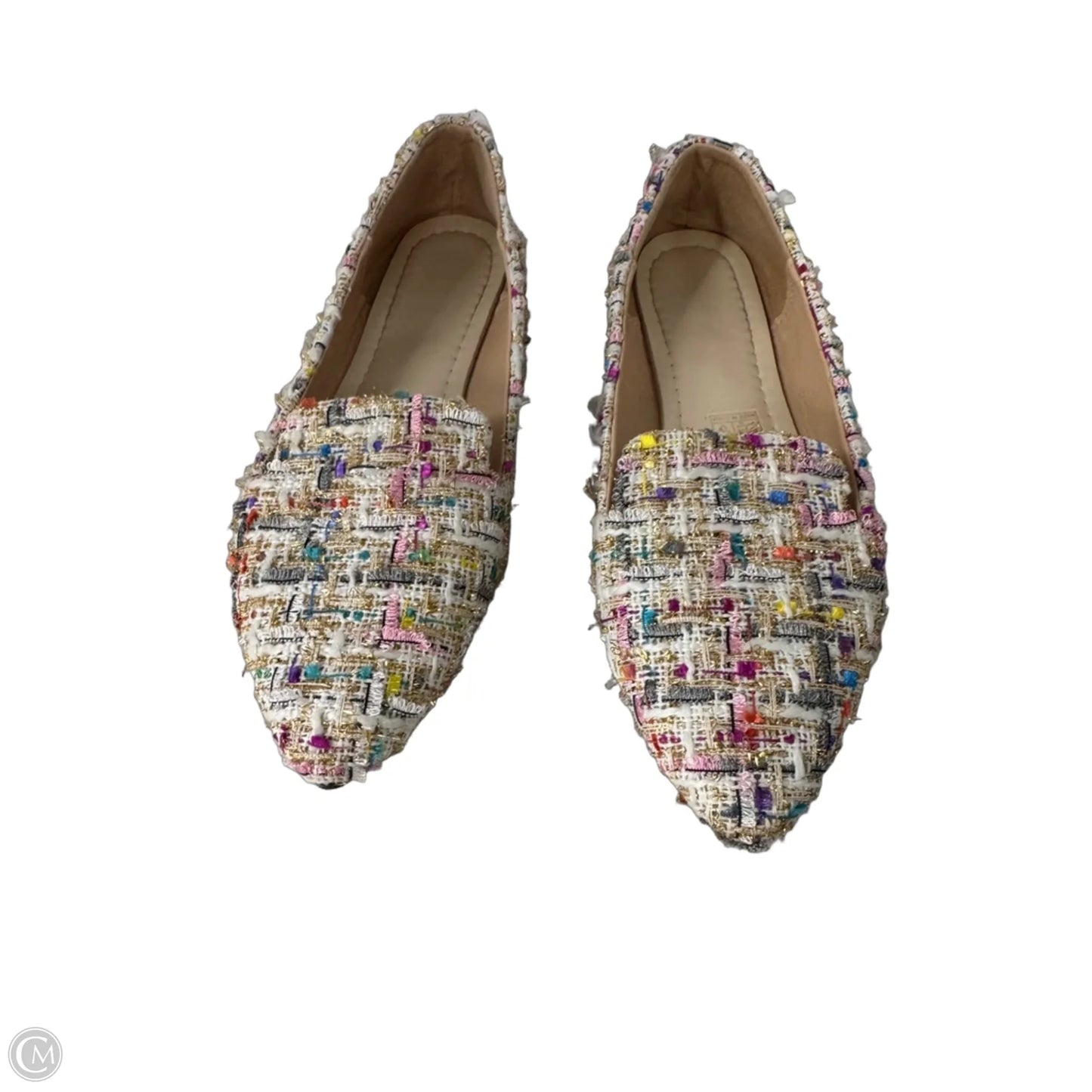 Shoes Flats By Clothes Mentor In Cream & Pink, Size: 7.5