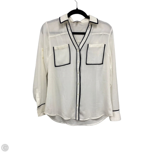 Blouse Long Sleeve By Express In Black & Cream, Size: M