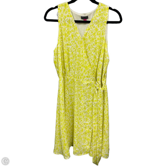 Dress Casual Midi By Vince Camuto In White & Yellow, Size: L