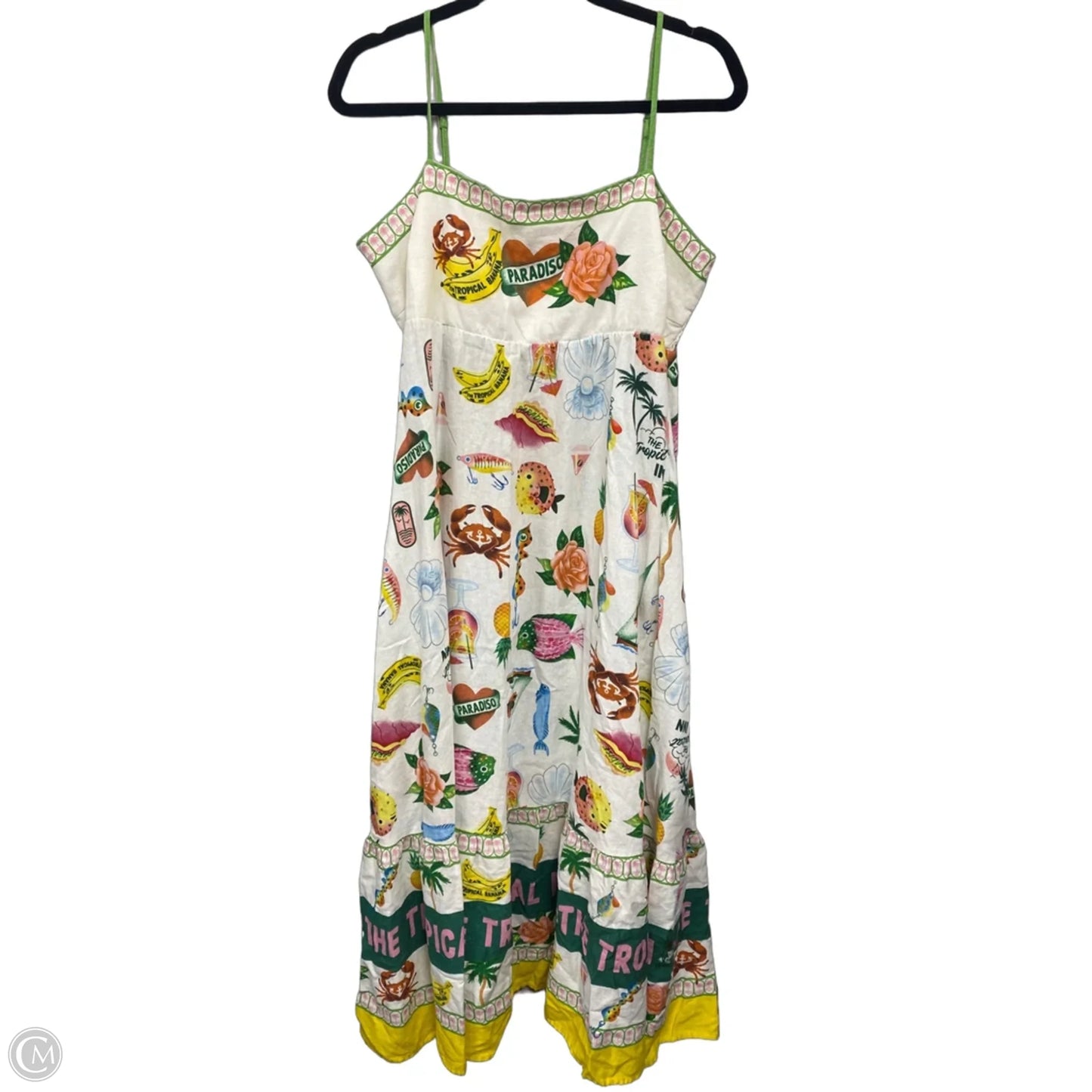 Dress Casual Midi By Rachel Zoe In Cream & Green, Size: Xl