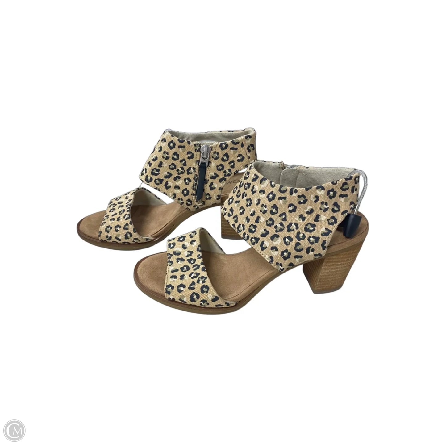Sandals Heels Block By Toms In Black & Tan, Size: 6.5