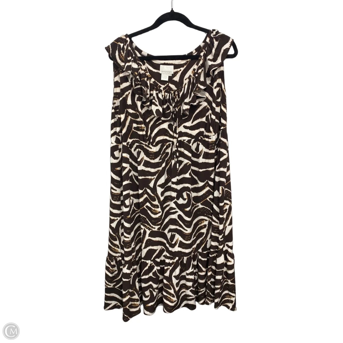 Dress Casual Short By Donna Morgan In Brown & Cream, Size: 16