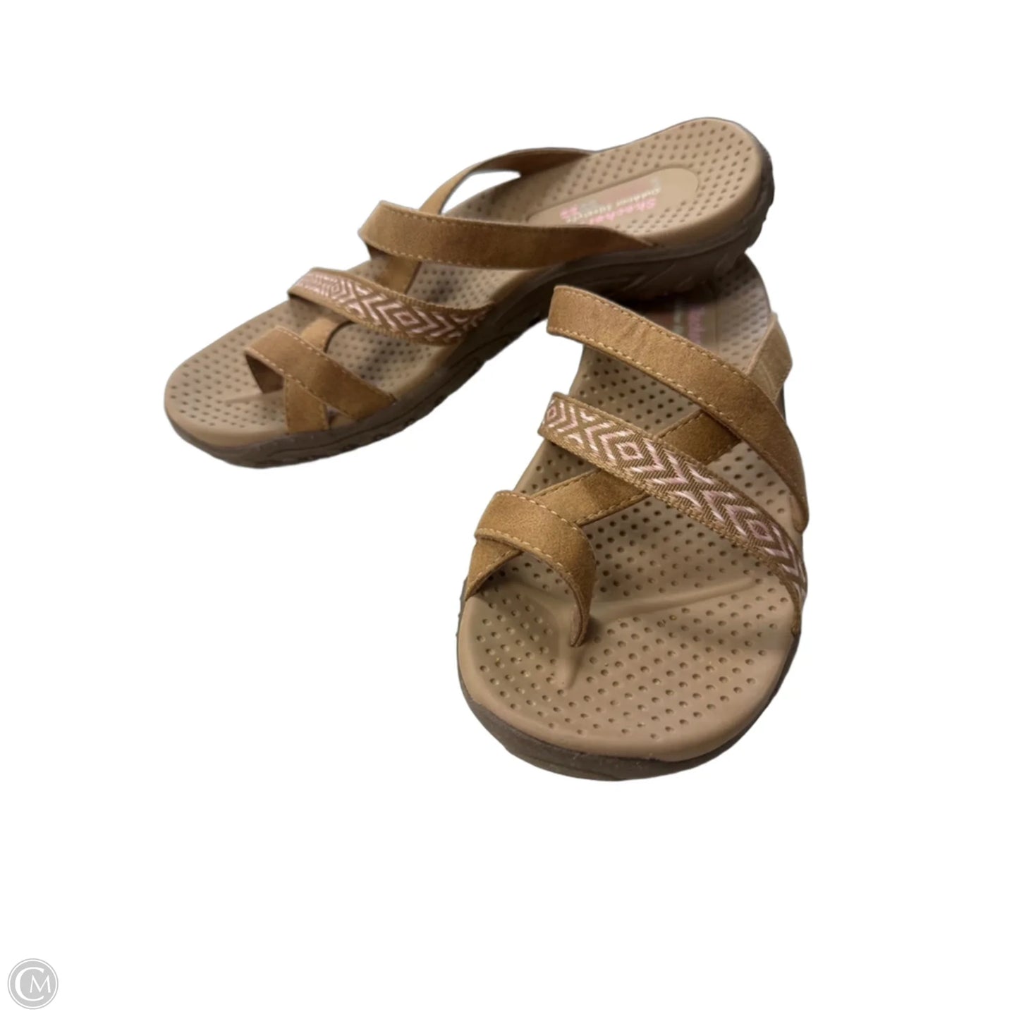 Sandals Flats By Skechers In Pink & Tan, Size: 8