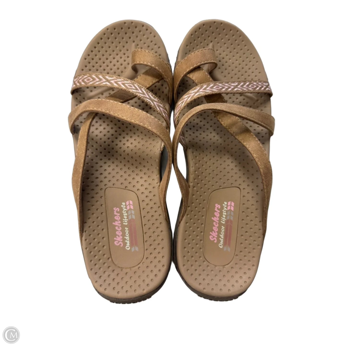 Sandals Flats By Skechers In Pink & Tan, Size: 8