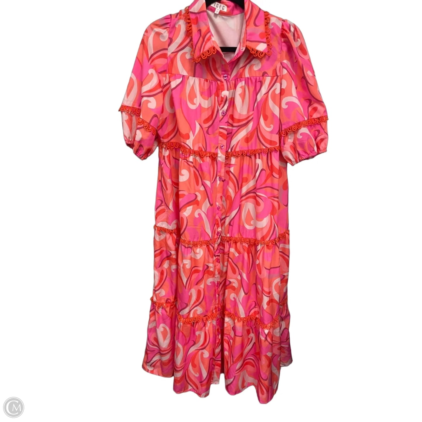 Dress Casual Midi By Tcec In Orange & Pink, Size: L