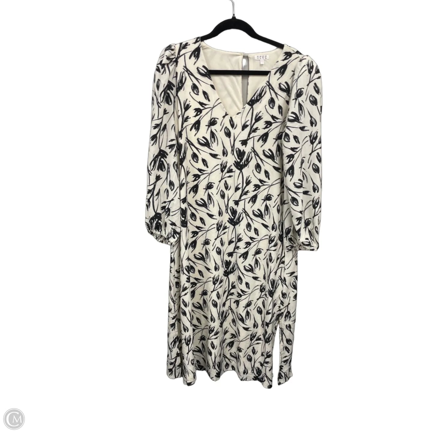 Dress Casual Midi By Tcec In Black & Cream, Size: L