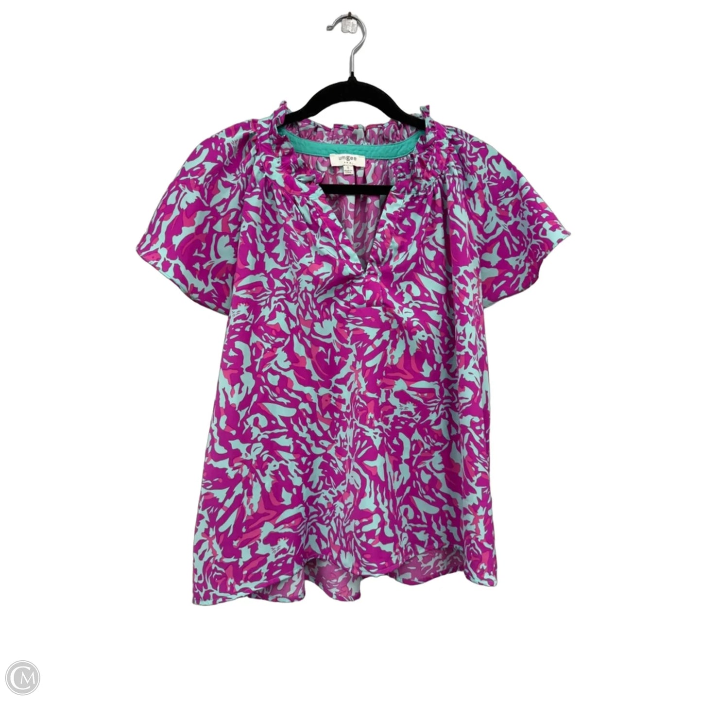 Top Short Sleeve By Umgee In Green & Pink, Size: S