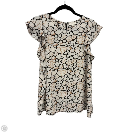 Top Short Sleeve By Loft In Black & Cream, Size: M