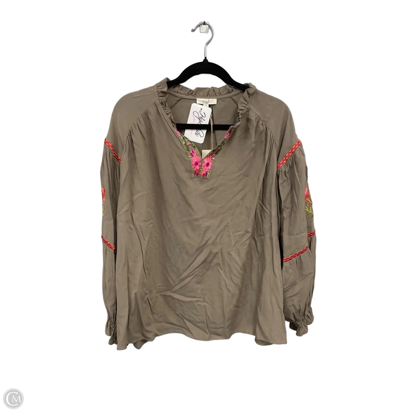 Top Long Sleeve By Easel In Pink & Tan, Size: S