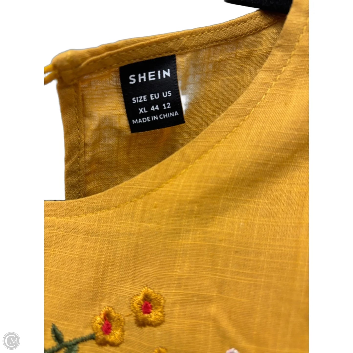 Top Short Sleeve By Shein In Gold & Green, Size: Xl