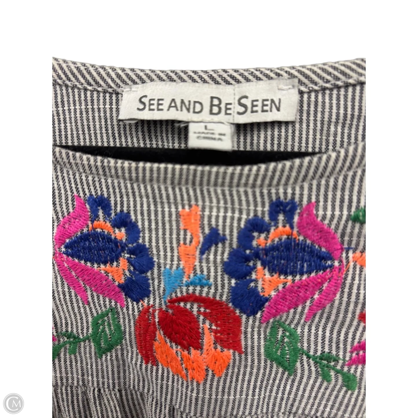 Top Short Sleeve By See And Be Seen In Black & Pink, Size: L