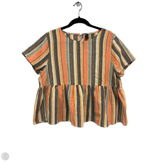 Top Short Sleeve By Shein In Orange & Tan, Size: Xl