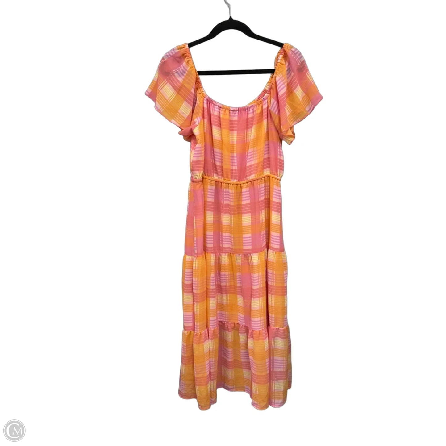 Dress Casual Midi By Time And Tru In Orange & Pink, Size: M
