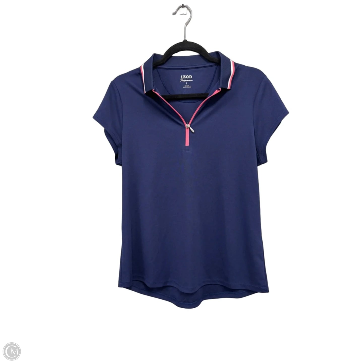 Top Short Sleeve By Izod In Blue & Pink, Size: L