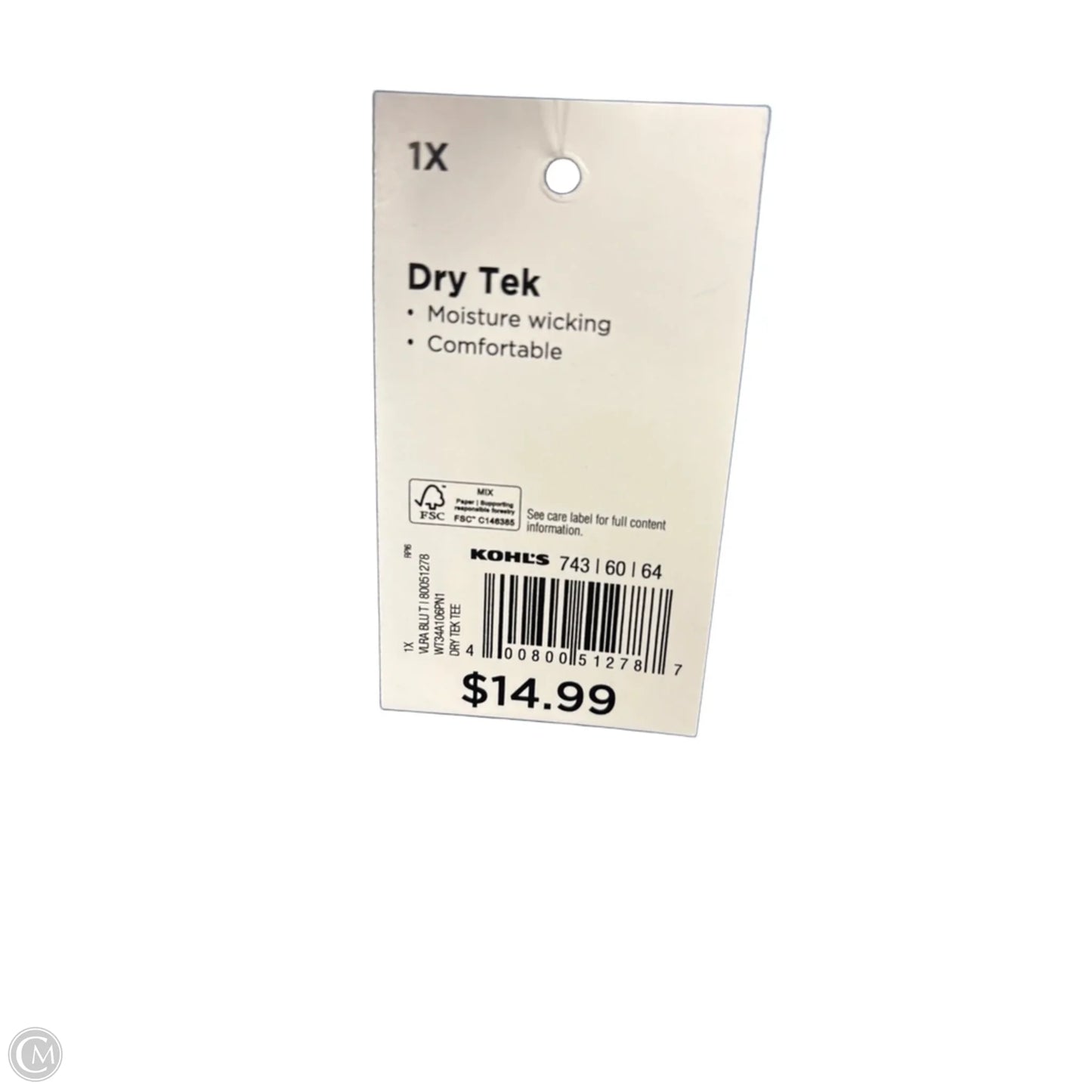 Athletic Top Short Sleeve By Tek Gear In Blue, Size: 1x