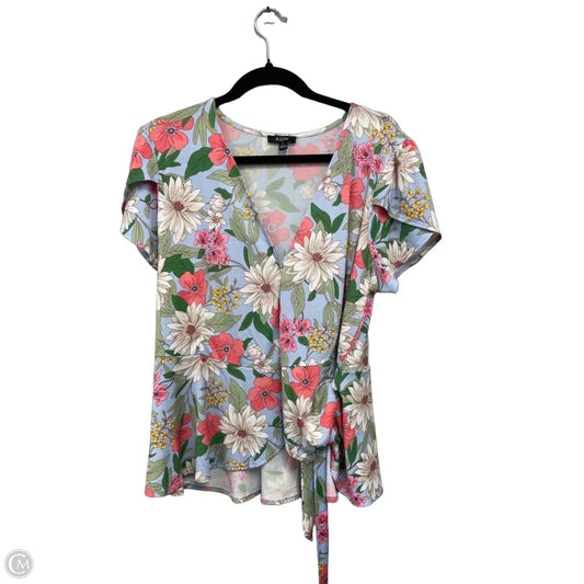 Top Short Sleeve By Auw In Blue & Pink, Size: L