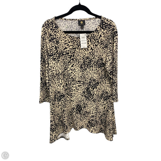 Top 3/4 Sleeve By Jm Collections In Black & Tan, Size: M