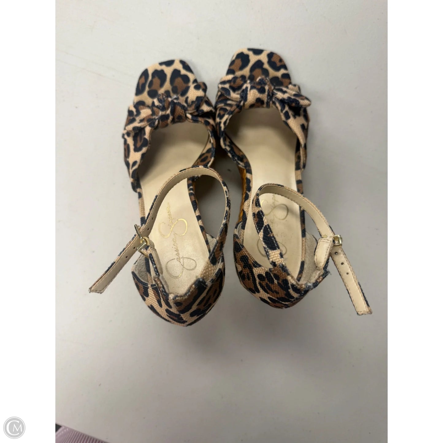 Shoes Heels Wedge By Jessica Simpson In Black & Cream, Size: 9.5