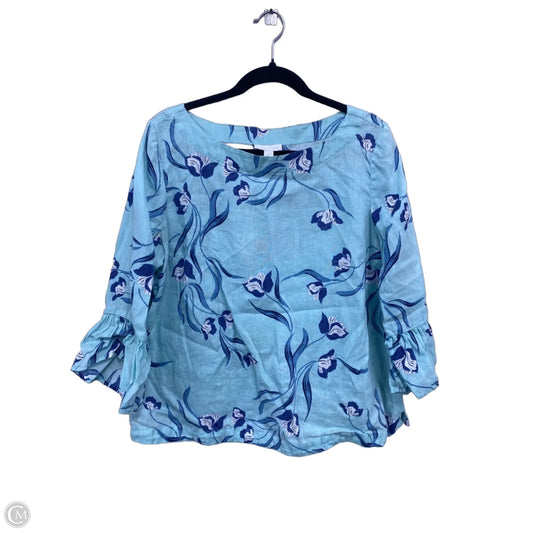 Top 3/4 Sleeve By Charter Club In Blue & White, Size: L
