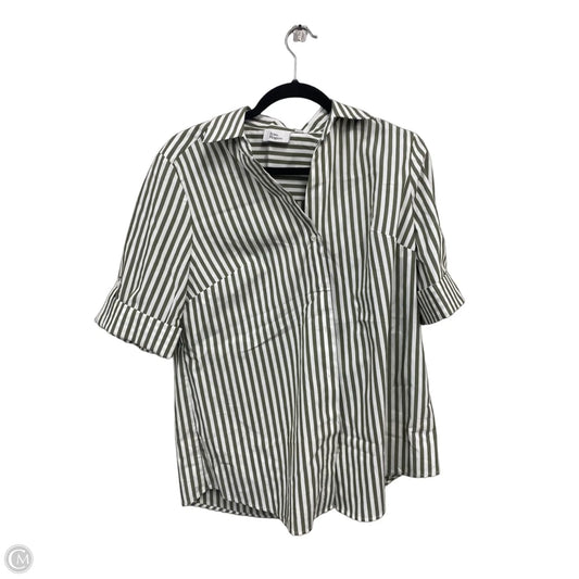 Top Short Sleeve By Kim Rogers In Green & White, Size: S