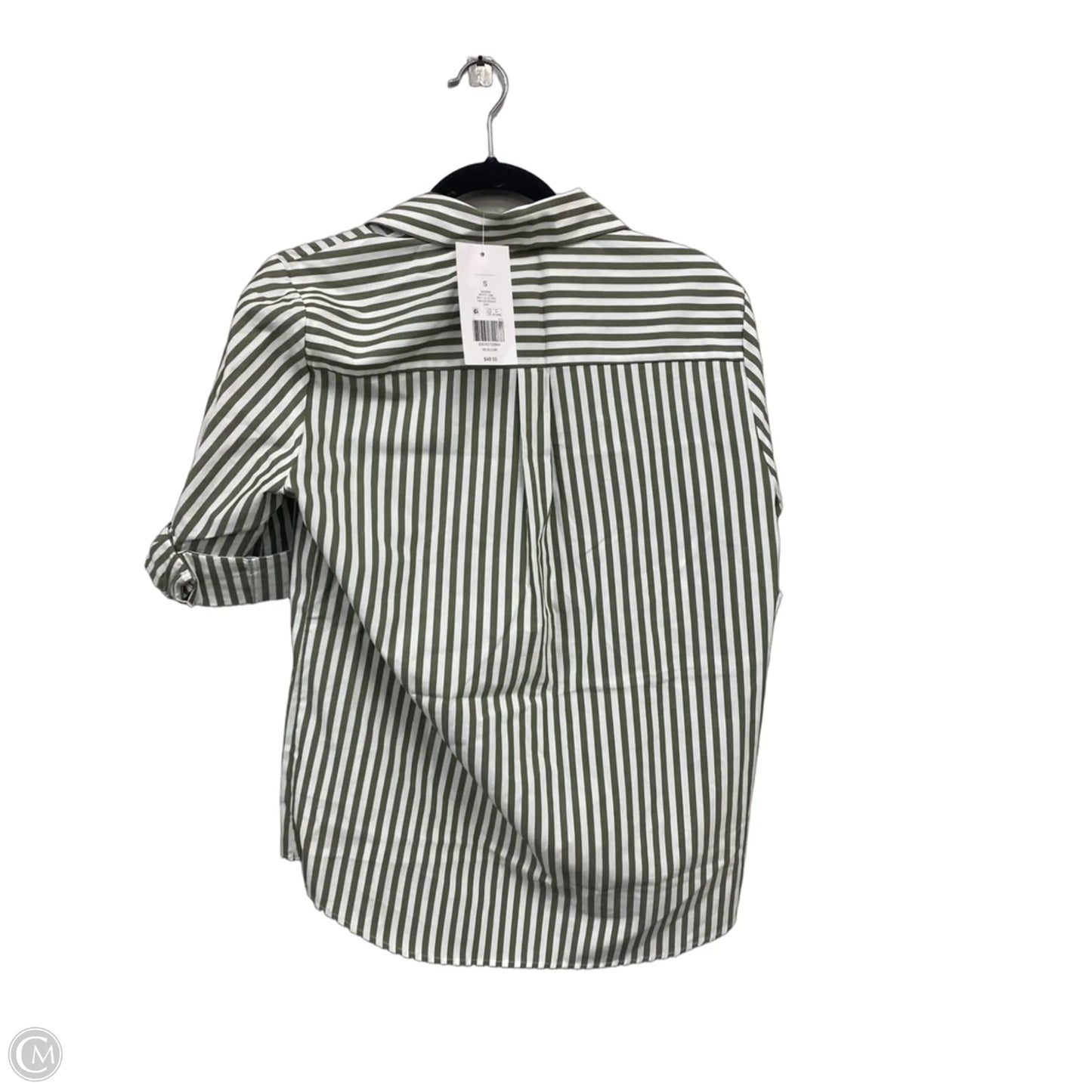 Top Short Sleeve By Kim Rogers In Green & White, Size: S