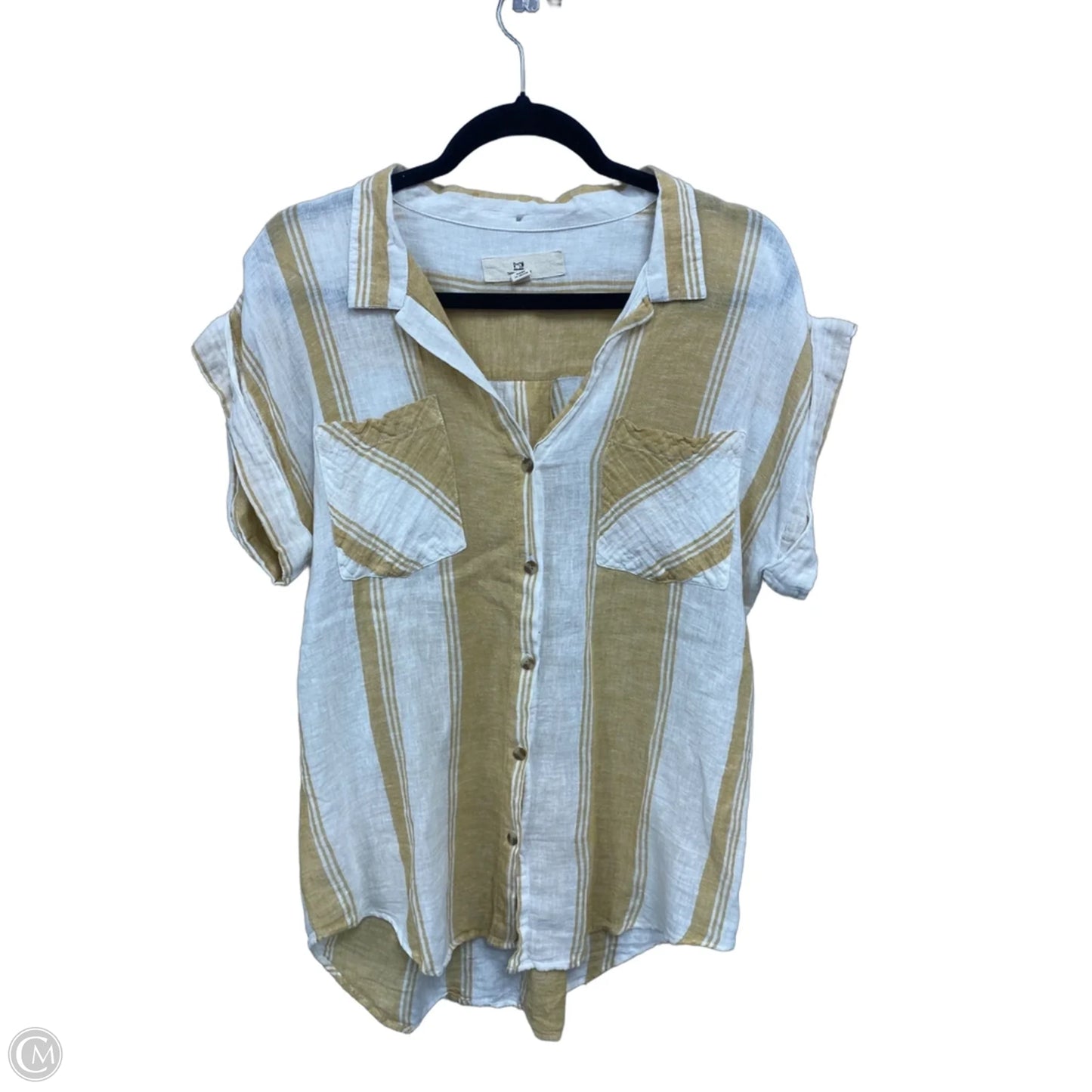 Top Short Sleeve By Thread And Supply In Gold & White, Size: S