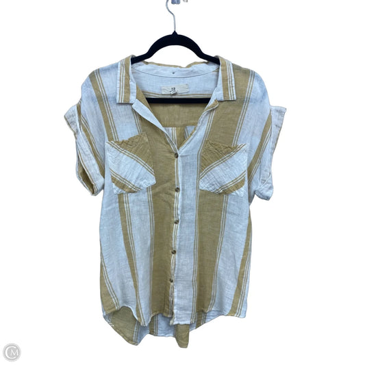 Top Short Sleeve By Thread And Supply In Gold & White, Size: S