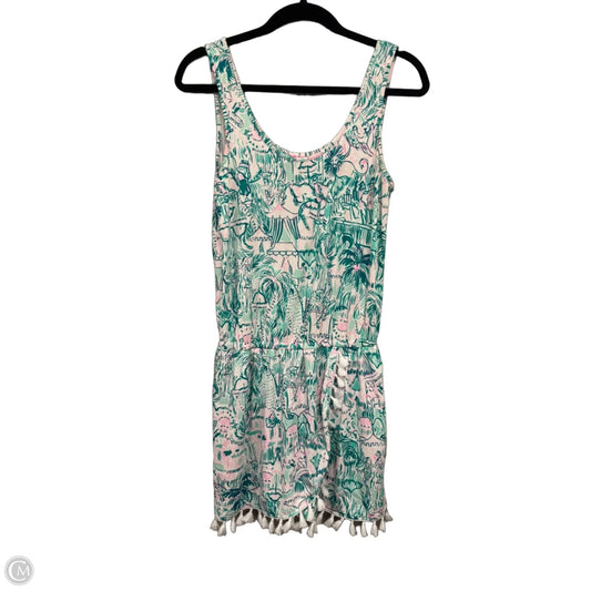 Romper Designer By Lilly Pulitzer In Green & Pink, Size: S