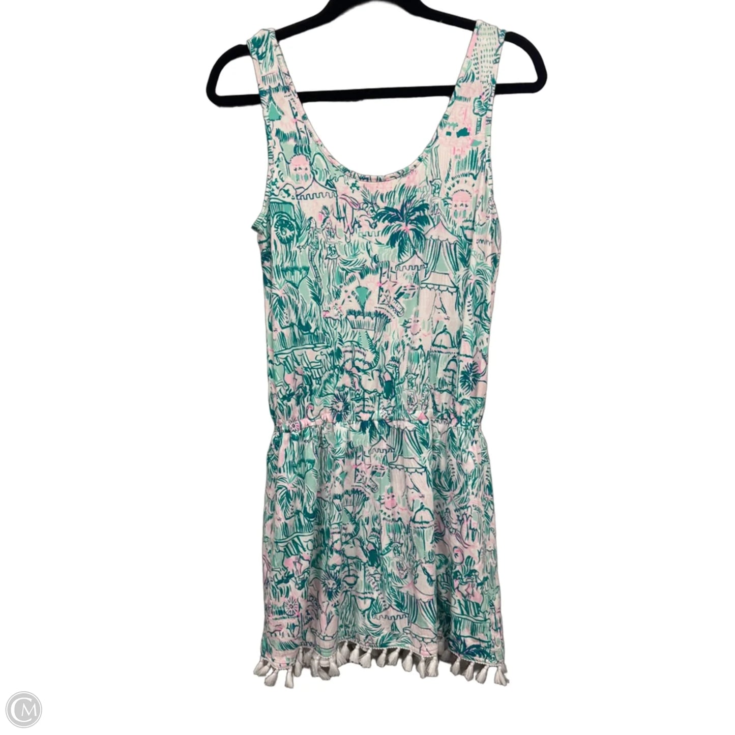 Romper Designer By Lilly Pulitzer In Green & Pink, Size: S