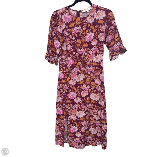 Dress Casual Midi By Loft In Orange & Purple, Size: 0