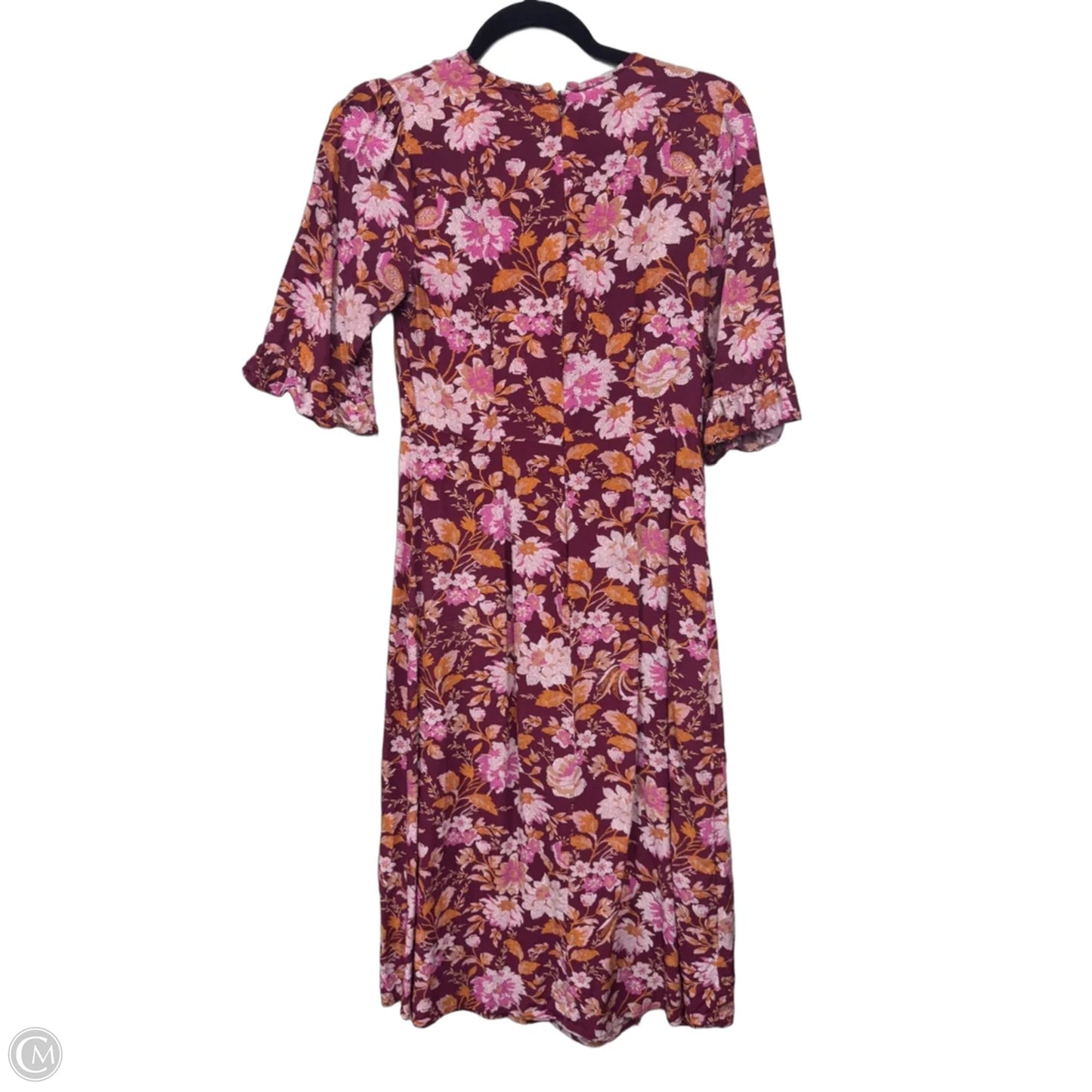 Dress Casual Midi By Loft In Orange & Purple, Size: 0