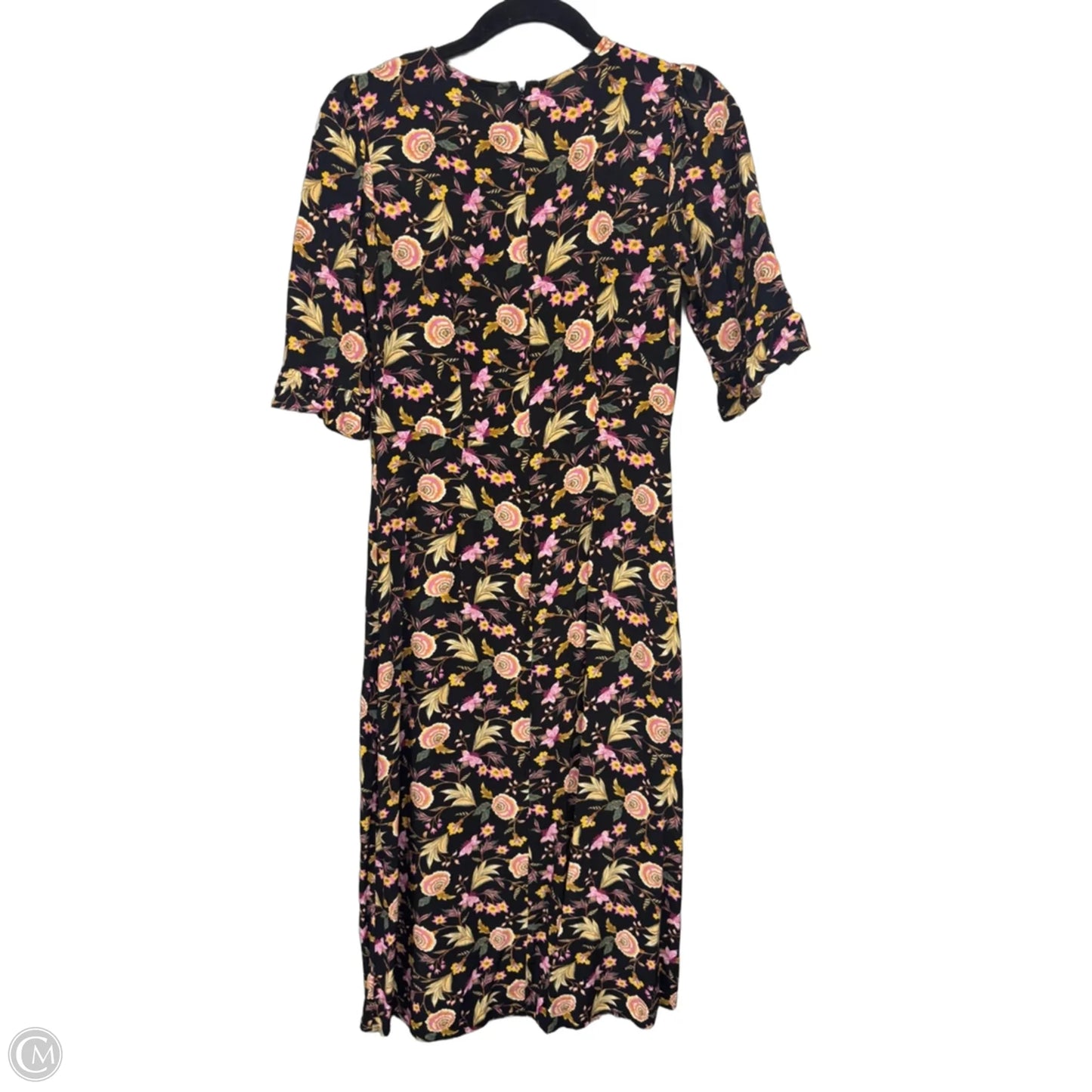 Dress Casual Midi By Loft In Black & Pink, Size: 0