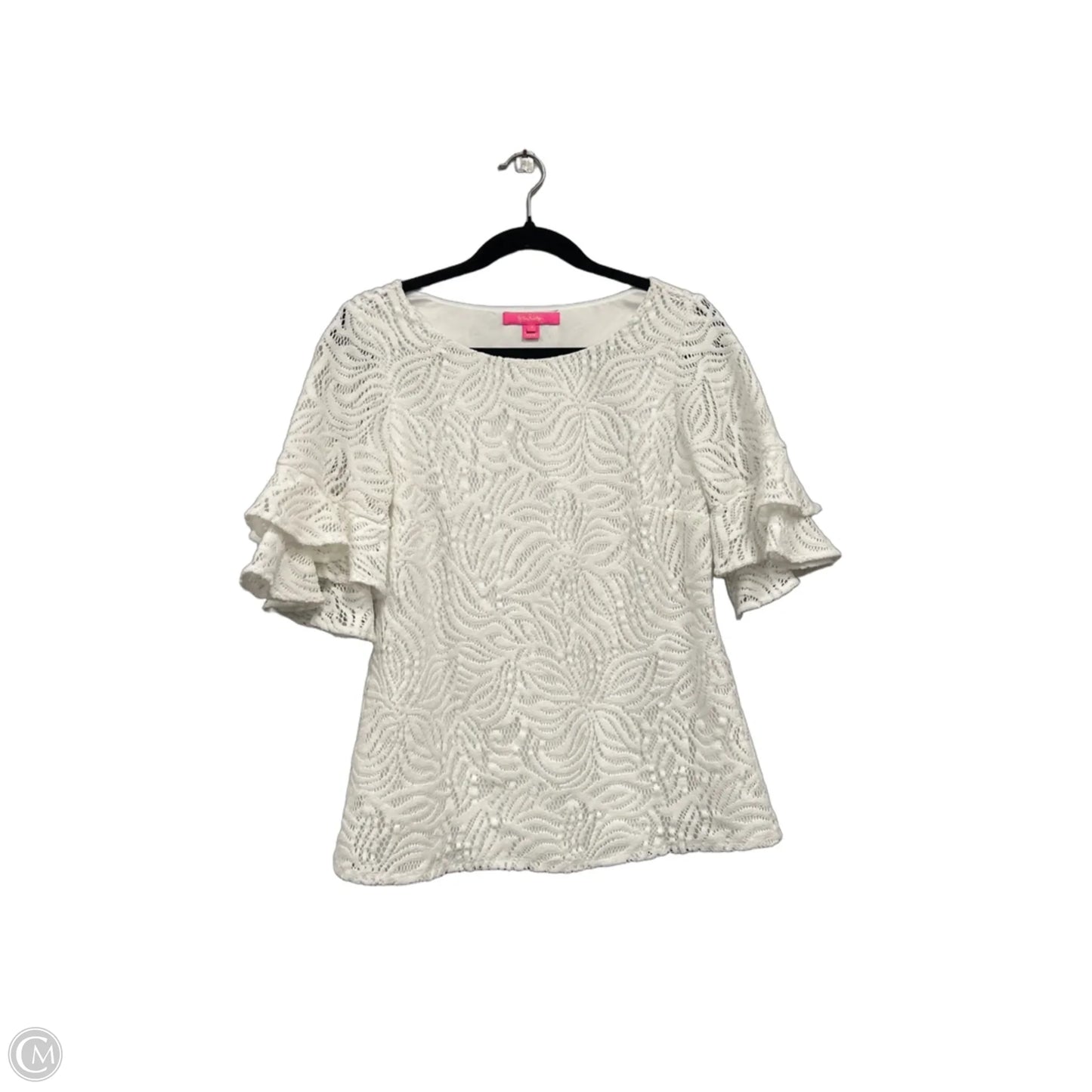 Top Short Sleeve Designer By Lilly Pulitzer In White, Size: M