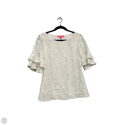 Top Short Sleeve Designer By Lilly Pulitzer In White, Size: M
