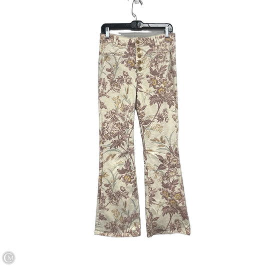 Jeans Flared By Pilcro In Cream & Pink, Size: 8